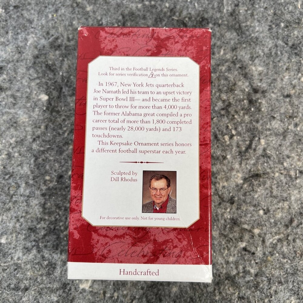 1995 Hallmark Christmas Ornament Football Legends Joe Namath #12 New York Jets - Picture 13 of 16